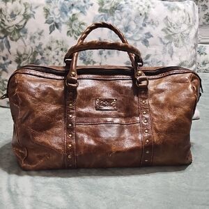 Patricia Nash Rich Brown Leather Duffel Bag